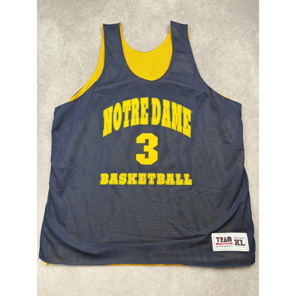 VTG Team Edition Notre Dame 3 Basketball Jersey Reverse USA Navy Yellow Men XL